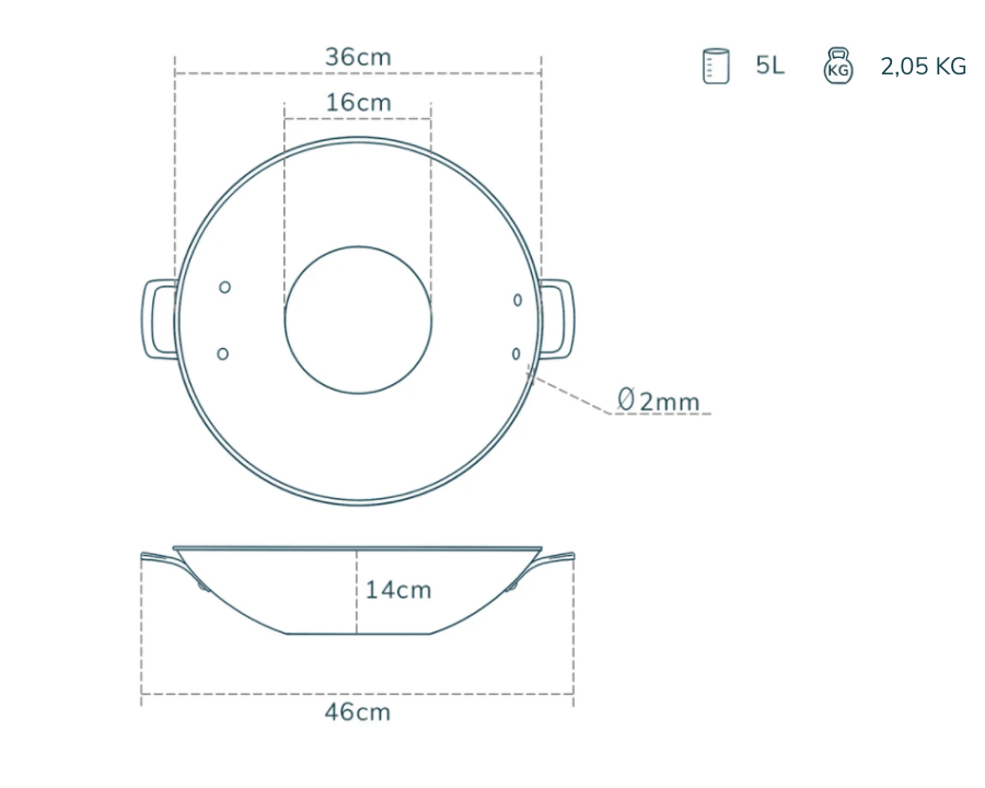 Laden Sie das Bild in den Galerie-Viewer, Wok con nucleo in rame 36cm
