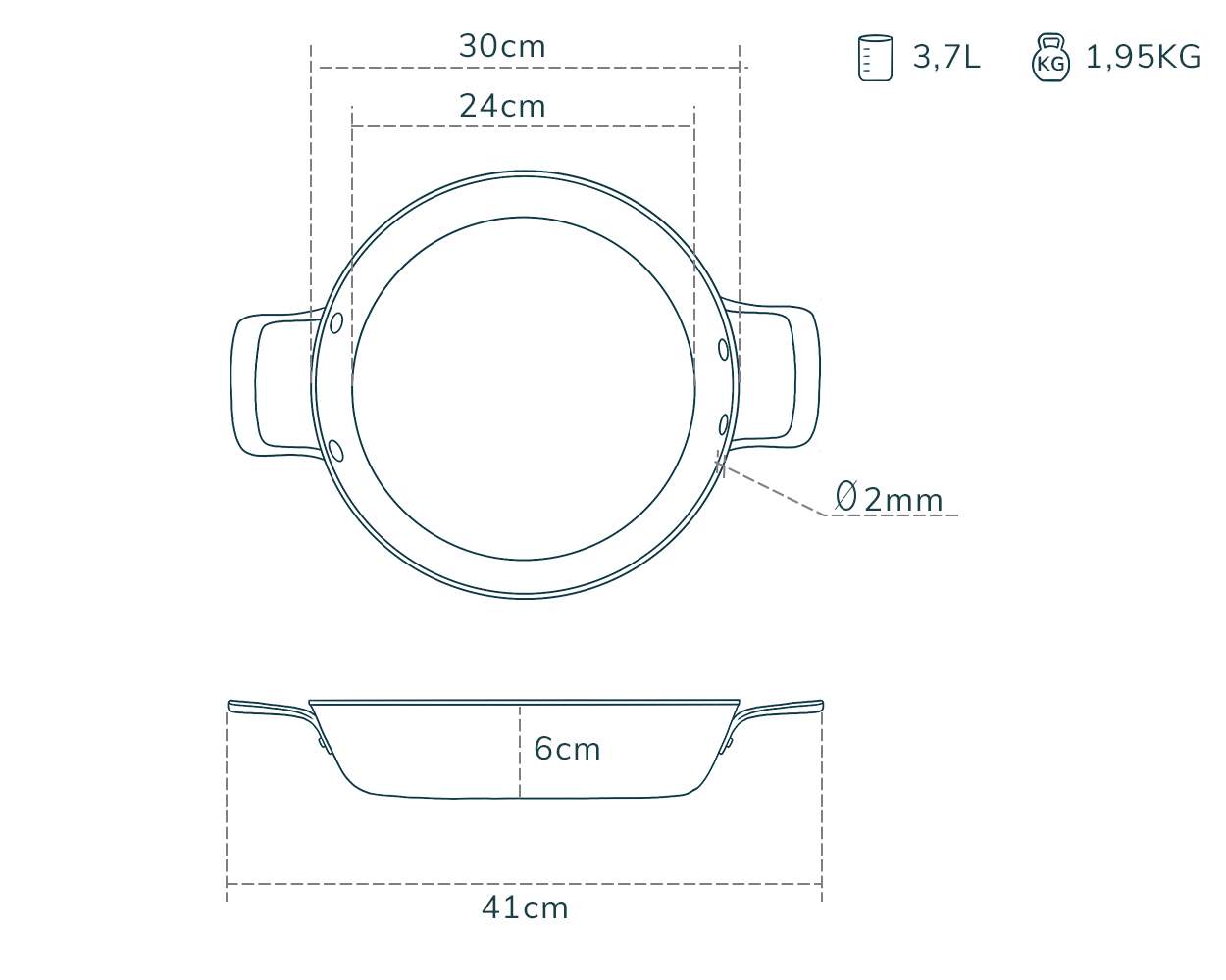 Laden Sie das Bild in den Galerie-Viewer, Padella con nucleo in rame non rivestita
